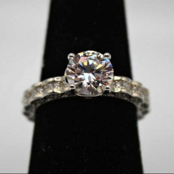 2 Ct Moissanite Wedding Ring Hypoallergenic Rhodium Plated 925 Sterling Silver 8 - Picture 3 of 14